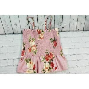 EM Pink Floral Spaghetti Strap Cami Top WOMENS SIZE SMALL
